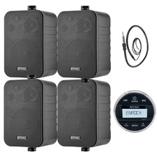 Enrock Gauge Style AM/FM Wireless Stereo Receiver, 4x 4" Box Speakers, Antenna