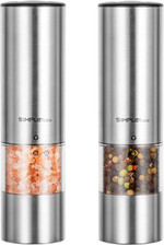 Electric Salt and Pepper Grinder Set, Automatic One Handed,Stainless Grinders wi