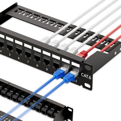 10Gbps Patch Panel 12 Port 10 Inch Coupler RJ45 Cat6 Wall Rack Mount Network