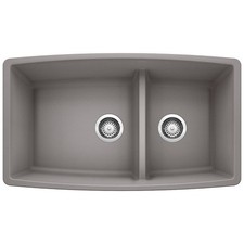 Blanco Performa 33" Undermount Kitchen Sink 60/40 DBL Bowl Metallic Gray 441309
