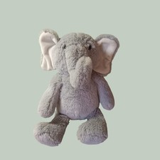 Gray Elephant Plush Stuffed Animal Soft Shaggy Faux Fur Floppy Ears Safari Toy
