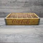 Coca-Cola Vintage 24 Bottle Yellow Red Lettering Soda Pop Wooden Crate Decor