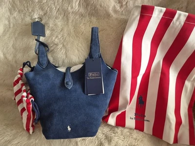 Sac à main bandoulière Polo Play Ralph Lauren bleu en daim - Photo 1/3