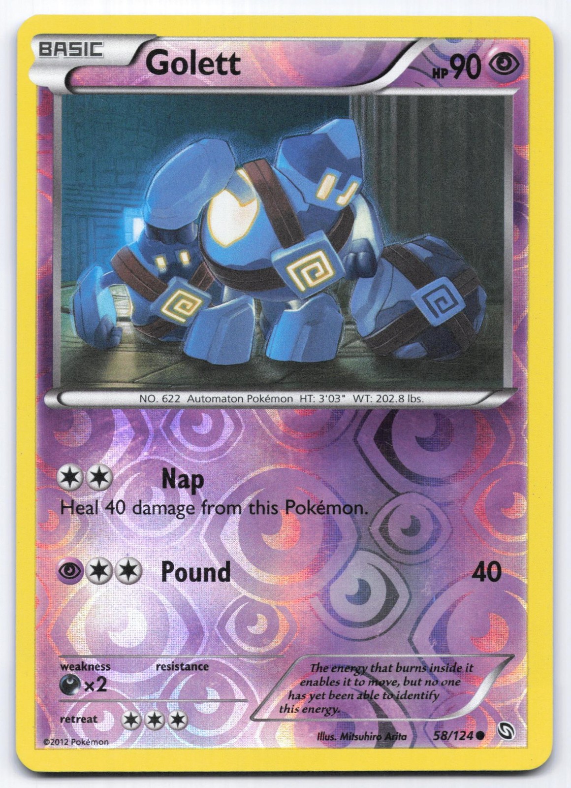 Golett 58/124 Dragons Exalted Reverse Holo Common Pokemon Card LP