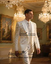Handsome Hand Embroidered Jewelry Tuxedo Men Suits Set Wedding Party