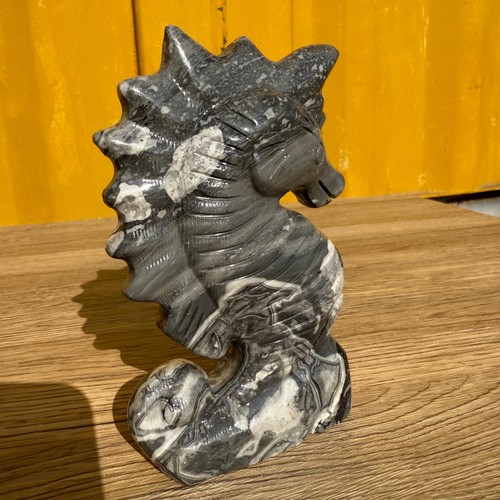 5.5" natural Zebra stone Seahorse hand carved Quartz Crystal Reiki Healing - Picture 6 of 16