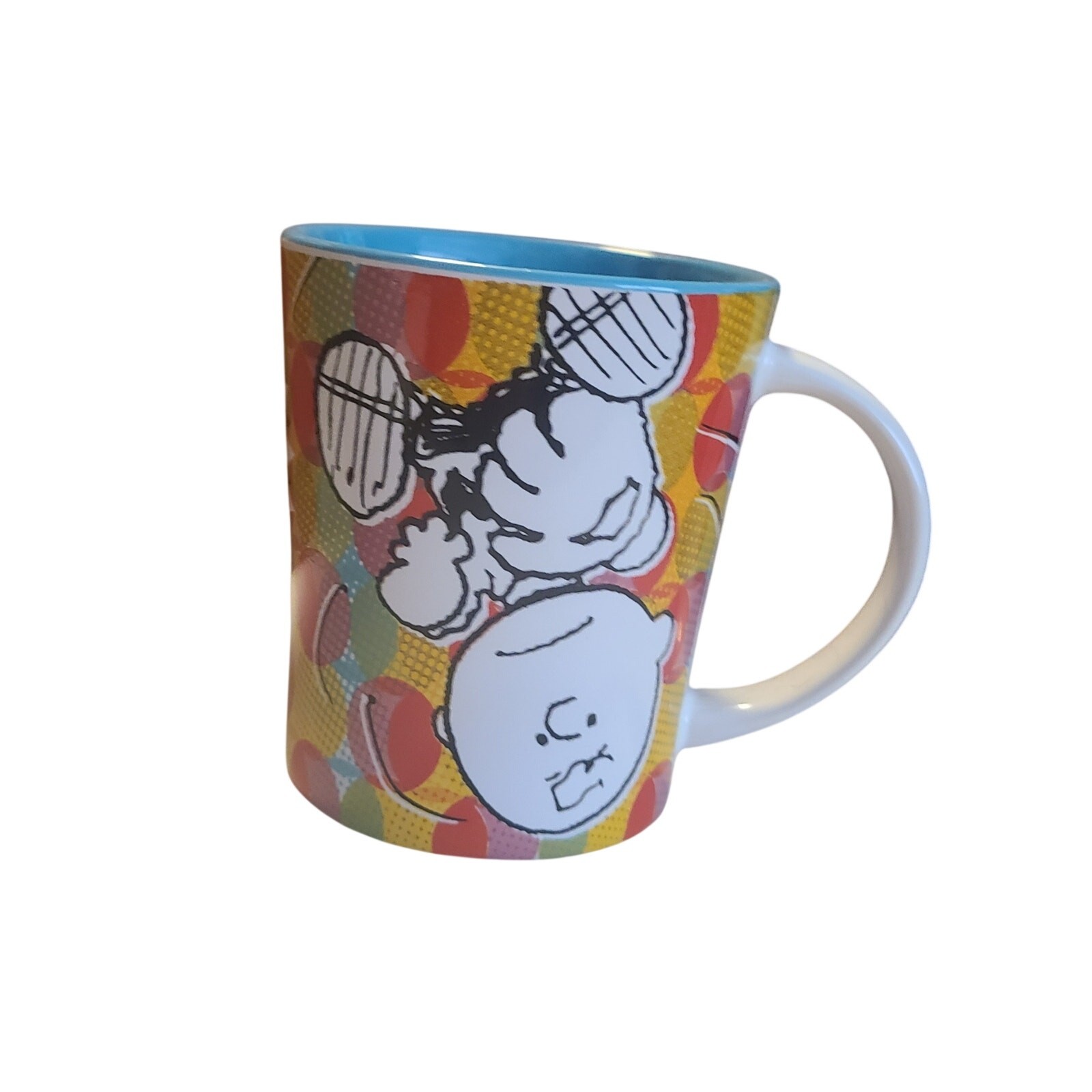 Gibson Peanuts Charlie Brown Cup Mug Klunk Pop Art 14 oz White Red Yellow Blue