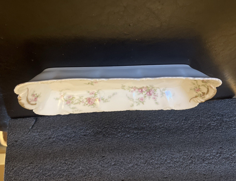 Theodore Haviland Limoges France Porcelain Celery Tray 11.5" x 4.75" Gold Trim