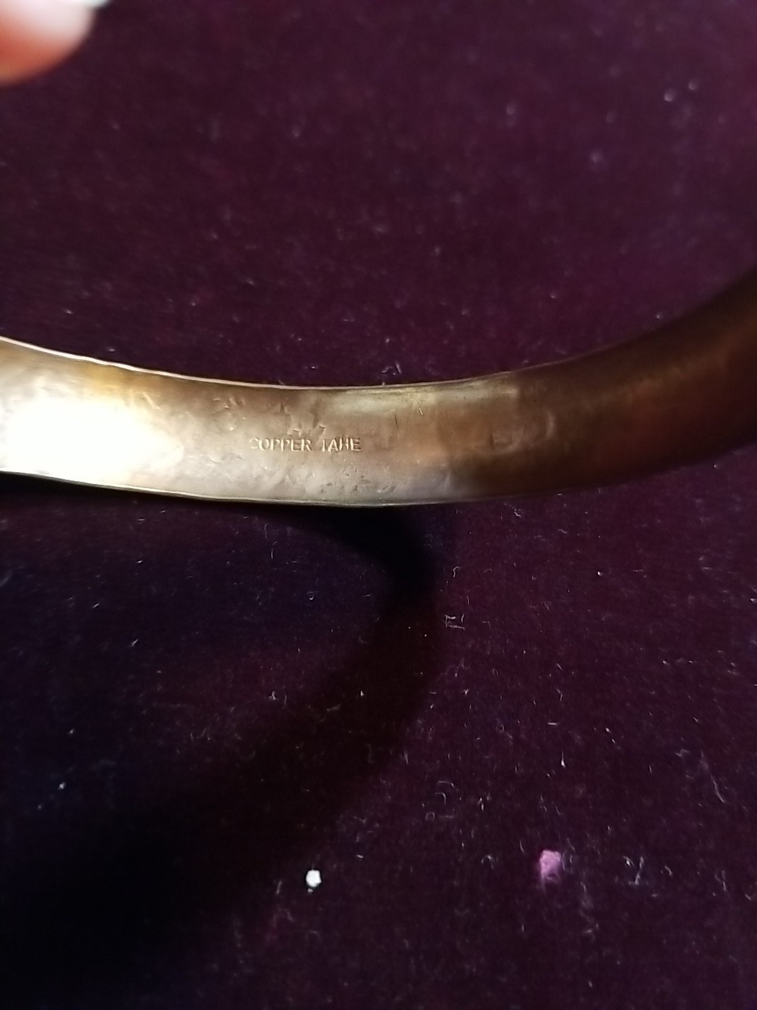 Native Hammered Copper Bangle Marked Copper Tahe - image 3