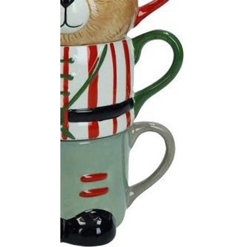 Set 4 Tazze Orsetto Impilabili BRANDANI Dolomite Colazione Natale Mug Orso, fotografia 5 di 9