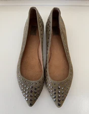 Frye Womens 8M Sienna Studded Ballet Flat Suede Leather Boho Slip On Shoes