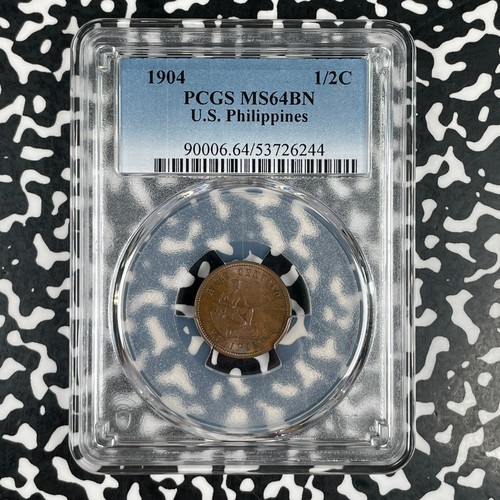 1904 U.S. Philippines 1/2 Centavo PCGS MS64BN Lot#G3787 Choice UNC!