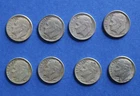 U.S. Dimes. 1957-1964 (Lot of 8). Circulated. Good Condition