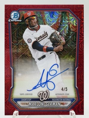 2026 Bowman Chrome Mega Box Prospect Auto Red Ref #BMAMG Marconi German 4/5