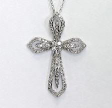 2 Ct Round Cut White Moissanite Women's Cross Pendant 14K White Gold Plated