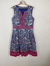 Talbots Dress Womens Medium Paisley Floral Twee Retro Flare Garden Party Boho 