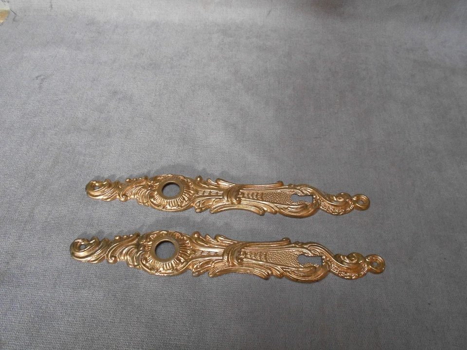 paire Plaques de Porte Propreté  Anciennes Bronze laiton marquées Louis XV st - Photo 3/4
