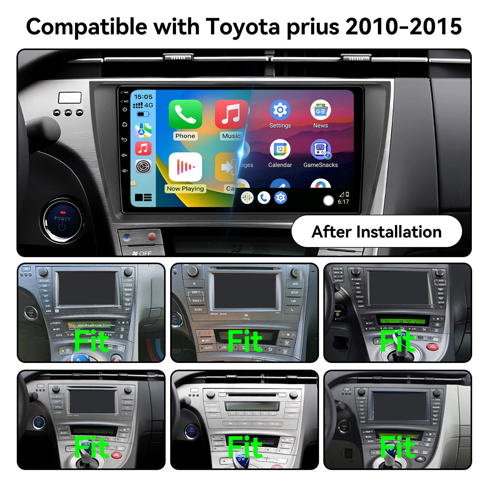 For Toyota Prius 2010-2015 Carplay Car Stereo Radio Android Navi 2+64G
