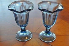 6" BLUE Colored ICE CREAM SUNDAE DESSERT Glass Glasses Fountainware Tulip