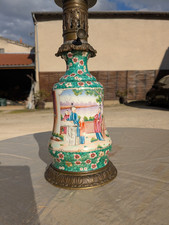 Ancienne Lampe à Pétrole Porcelaine de Canton, fin XIXe Dynastie