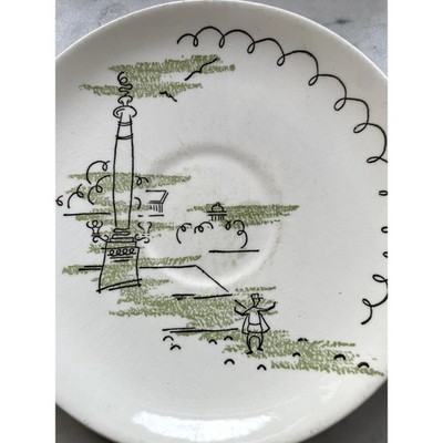Vintage Harmony House Paris Saucers Set of 4 Eiffel Tower Mid Century Modern MCM