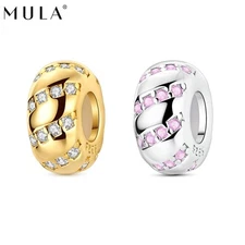 MULA Original 925 Sterling Silver Golden Rubber Charm AAA CZ For Women Bracelet