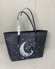 City Tote In Signature Canvas With Halloween Graphic CW451 Charcoal Black