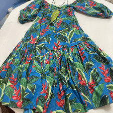 NWT Farm Rio Dream Garden Midi Tropical Dress Size XS New