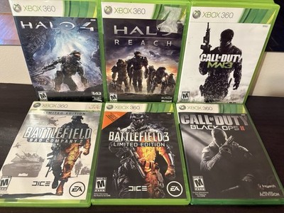 XBox 360 Call Of Duty MWF3 Black Ops 2 Halo 4/Reach Battlefield 2&3 (6 Games)