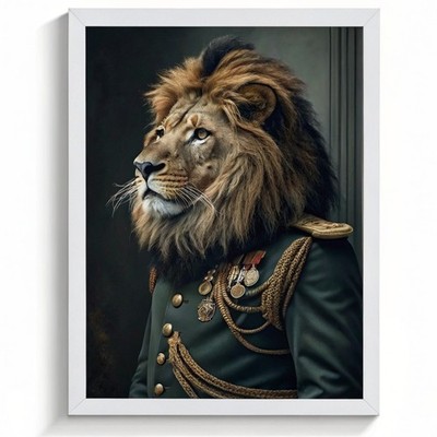 Löwe Soldat Wandbild Druck Tier Vintage Löwe Soldat Kunstdruck Raubkatze (2