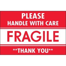 3" - "Fragile - Please HWC Thank You" Labels-Pack of 500