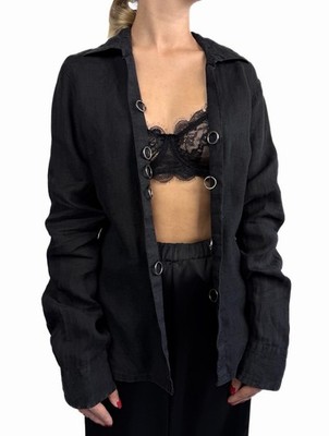 Dirk Bikkembergs Avant Garde Metal Ring Detail Linen Shirt Women s M Designer