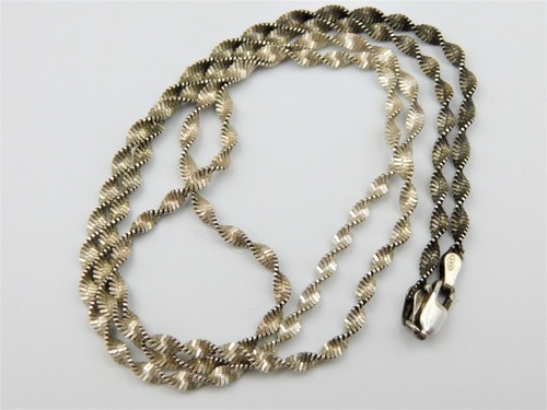 Vintage Long Sterling Silver Twisted Chain Rope Necklace 925 IBB Italy 24" - Picture 2 of 5