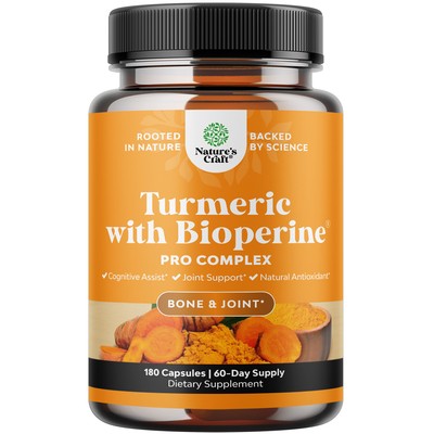 Turmeric Curcumin with Black Pepper Extract - Joint Health Supplement 180ct