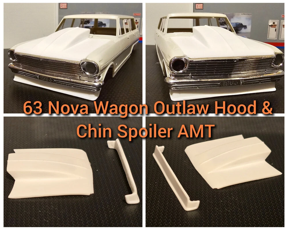 Resin Outlaw Hood & Chin Spoiler for '63 Nova Wagon AMT 1/25 | eBay