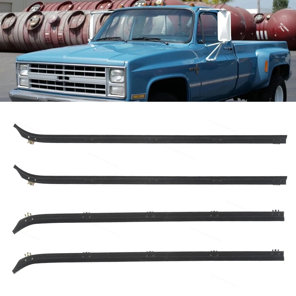 FitS Chevrolet GMC Truck 1989-1991 LH & RH Door Window Weatherstrip Seal Kit 4x - Image 2 of 4