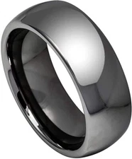 8mm Tungsten Carbide High Polished Shiny Dark Gray IP Plated Wedding Band Ring