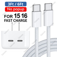 60W PD Fast Charger Cable 35W USB-C Power Adapter Cube For iPhone 15 16 iPad Pro
