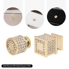 Cupboard Cabinet Handle,4pcs Crystal Dresser Knobs Drawer Handle Pulls,Gold