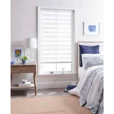 PERI HOME White Cordless Light Filtering Zebra Roller Shades 23 W x 64 L in.