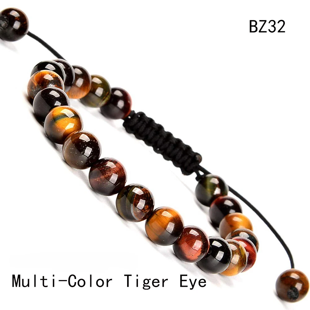Women Men Hand Braided Tiger Eye s Stone Healing Beads Adjustable