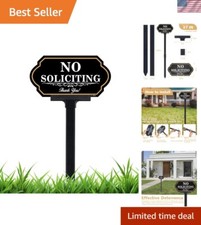 No Soliciting Sign for House with Stake - 50-mil Thick Aluminum - 5x10 Inch/3...