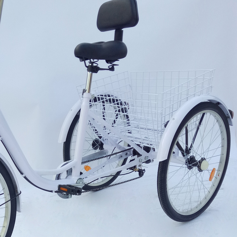 Dreirad für Erwachsene, 24 Zoll 3-Rad 6 Gang Senioren Fahrrad Trike Cruise