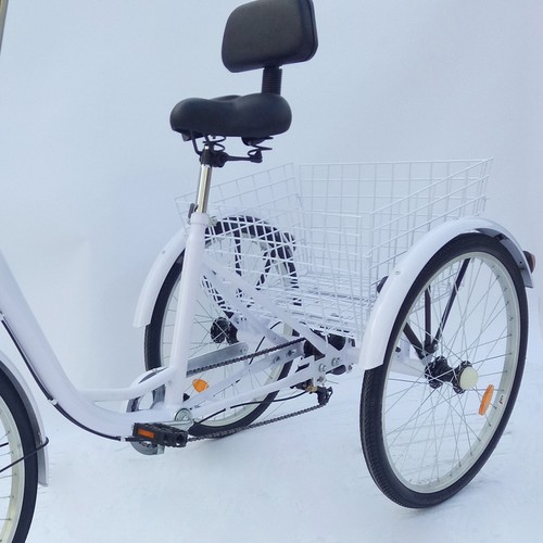 24" 3 Räder Dreirad Erwachsene 24"Zoll Senioren Dreirad 6 Gang 3-Rad Bike + Korb - Bild 14 von 24