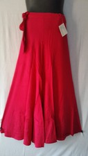 Women African Wrap around Long Skirt Rayon Beach Dress Free Size Fuchsia Pink