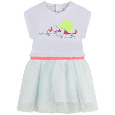 Billieblush Baby Sommerkleid weiß minze Gr. 9 Monate - 3 Jahre