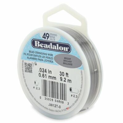 49 Strang Edelstahl Perlen Fädeln Draht, 0,024 Zoll (0,61 mm), Hell, 30 Fuß 