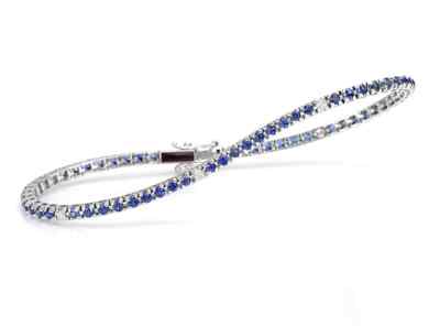 Tennis Armband aus 18 kt Weißgold Davite & Delucchi mit Saphiren und Diamanten