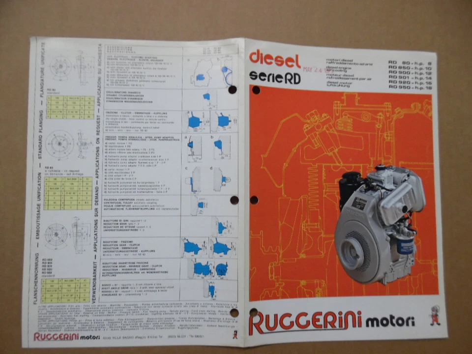 1979 年 RUGGERINI Serie RD 意大利柴油发动机发动机目录手册老式状况极佳 — 第 3/3 张图片