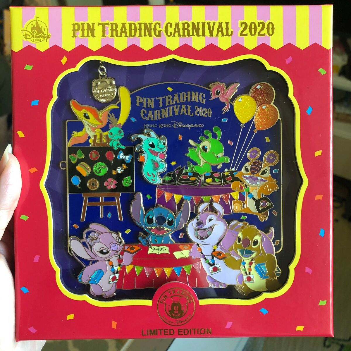 Hong Kong Disneyland Pin Trading Carnival Stitch Mega Jumbo Hong Kong Disneyland Pin Trading Carnival Stitch Mega Jumbo